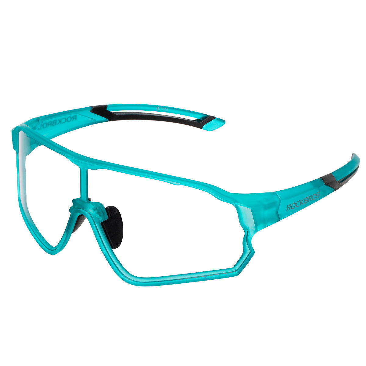 ROCKBROS light blue full-frame sunglasses for outdoor sports with UV protection.
