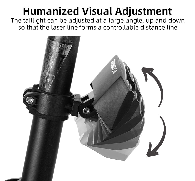 Adjustable angle for ROCKBROS rear light laser taillight visibility control