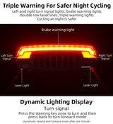 ROCKBROS rear light with turn signals, brake light, and laser warning for night cycling