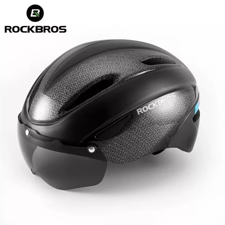 ROCKBROS black cycling helmet with removable goggles for safety and comfort