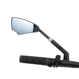 Left bike mirror with adjustable angle for improved visibility and safety.