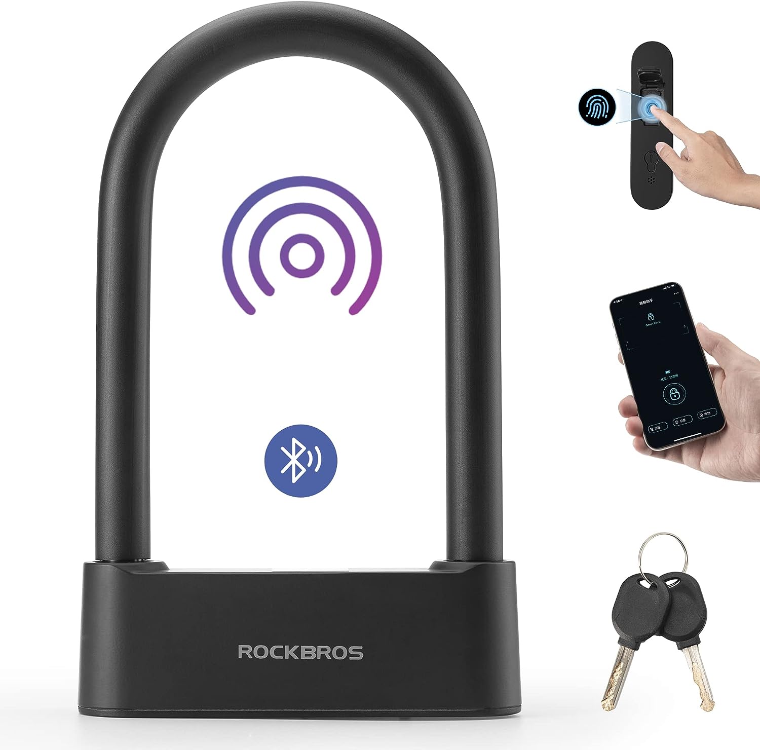 ROCKBROS bike lock with Bluetooth unlock and fingerprint sensor