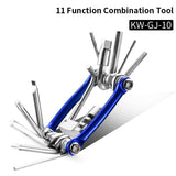 Versatile 11-function bike repair tool in blue and silver