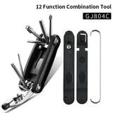12-function portable bike repair tool with detachable parts and black design