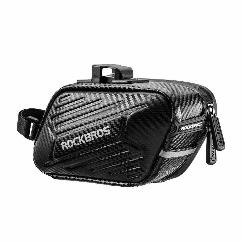 ROCKBROS reflective bicycle rear seat bag in carbon fiber design