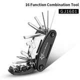 ROCKBROS 16-function bike repair multi-tool with black and silver design