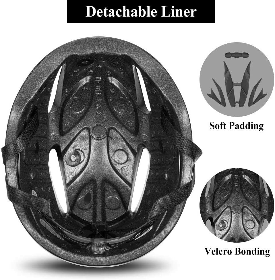 ROCKBROS cycling helmet interior with detachable liner and soft padding for comfort.