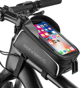 ROCKBROS top tube bike bag with phone holder, compatible with phones up to 6.5 inches