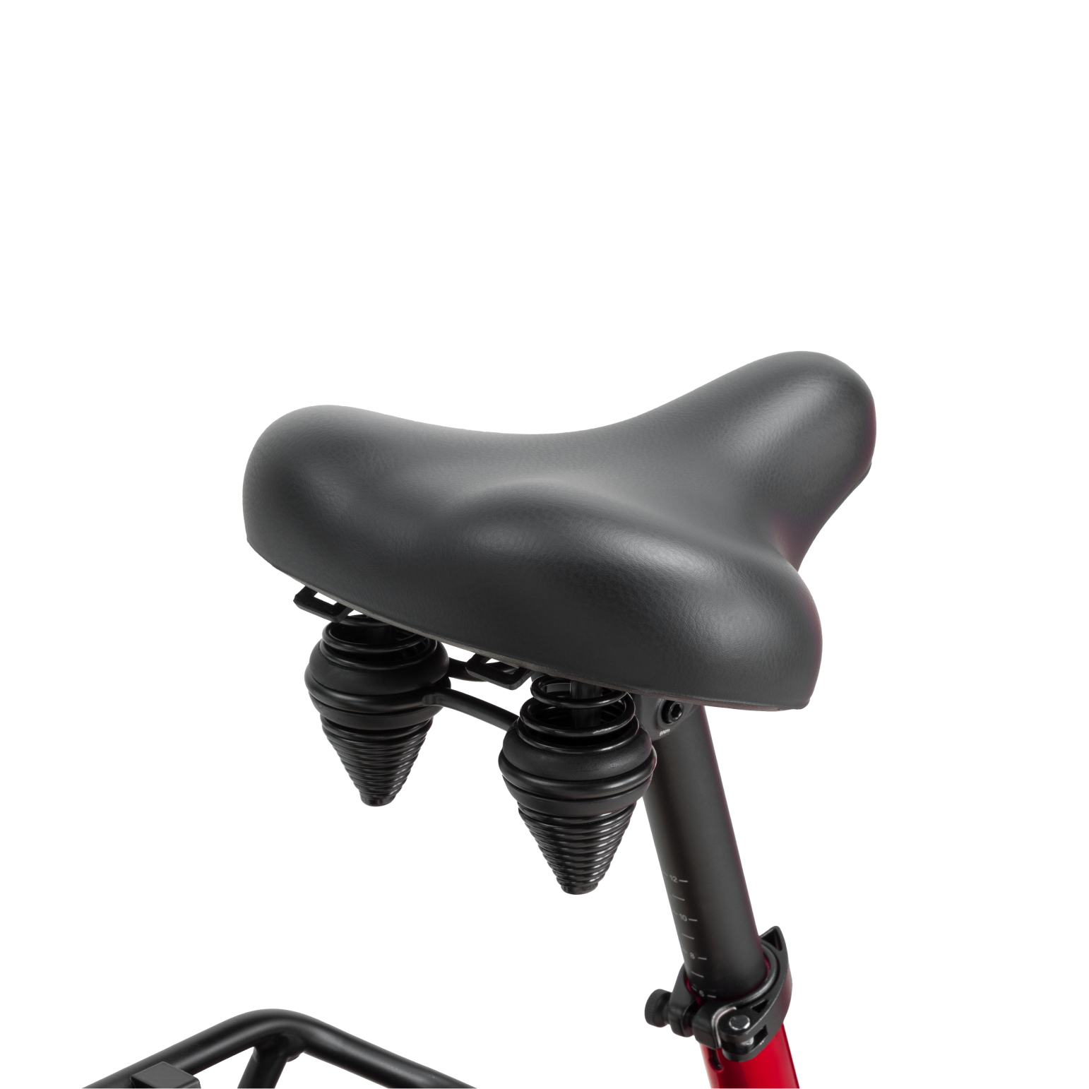 Comfortable bike saddle with double springs and soft gel padding for reduced pressure