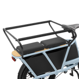 Black steel child safety balustrade on a Velotric Packer 1 e-bike