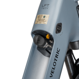 Velotric e-bike battery connector cover protecting electrical components