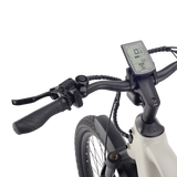 Ergonomic handlebar grips and display on Velotric electric bike.