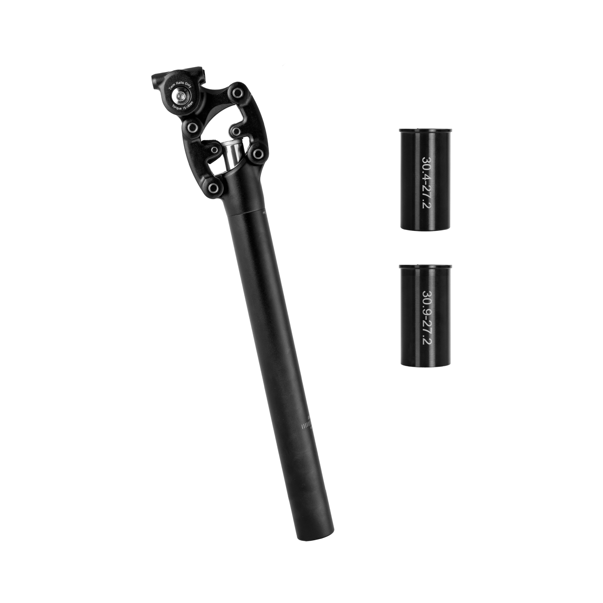 Velotric Suspension Seatpost 1.0 with black color and adjustable spacers