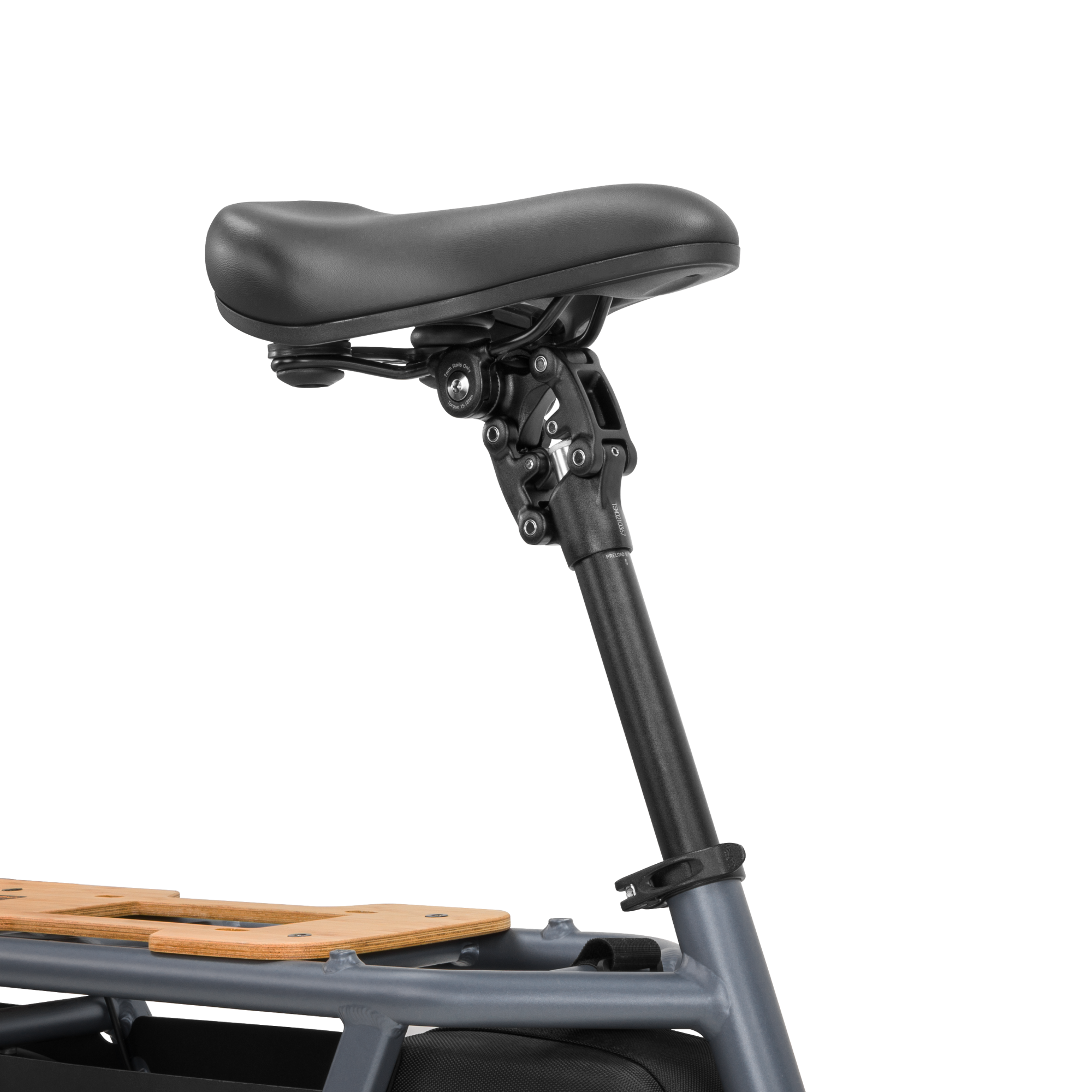 Velotric Suspension Seatpost 1.0 with padded saddle and adjustable support for bike comfort.