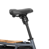 Velotric Suspension Seatpost 1.0 with padded saddle and adjustable support for bike comfort.