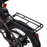 Rear cargo rack for Velotric Fold 1 Lite bike, ideal for carrying daily essentials.