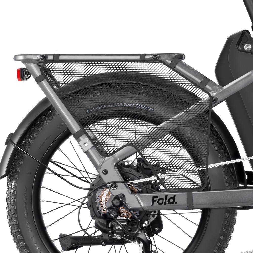 Mesh rear wheel guard enhancing safety for electric bike passengers