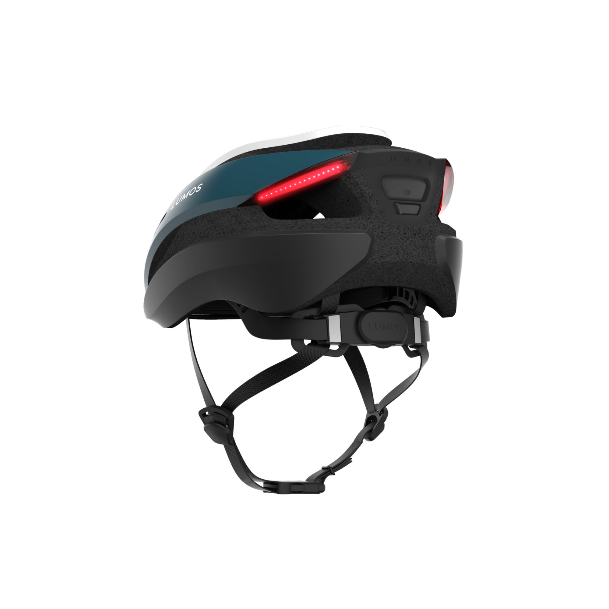 Side view of Lumos Ultra Standard Helmet with rear safety light and adjustable straps.