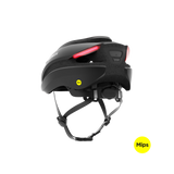 Lumos Ultra MIPS helmet black side view with integrated rear lights and MIPS safety.