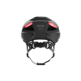 Rear view of Lumos Ultra Helmet showing red safety lights and adjustable straps.