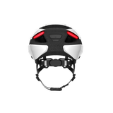 Lumos Ultra Standard Helmet top view with rear red safety lights and adjustable chin strap.