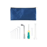 Bicycle repair tool kit with hex spanners and screwdriver in blue pouch