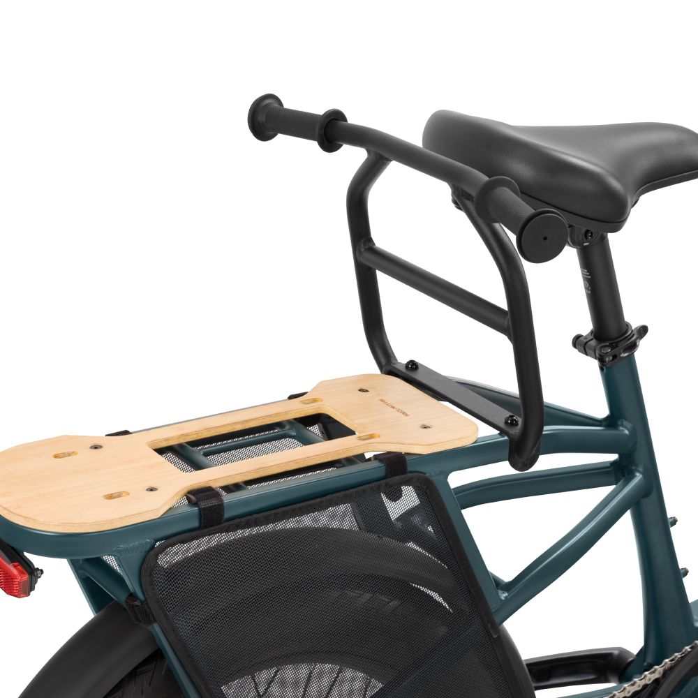 Sturdy passenger handrail mounted on Velotric Packer 1 e-bike rear rack