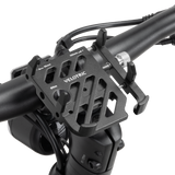 Velotric handlebar phone mount securely grips smartphones for easy viewing.