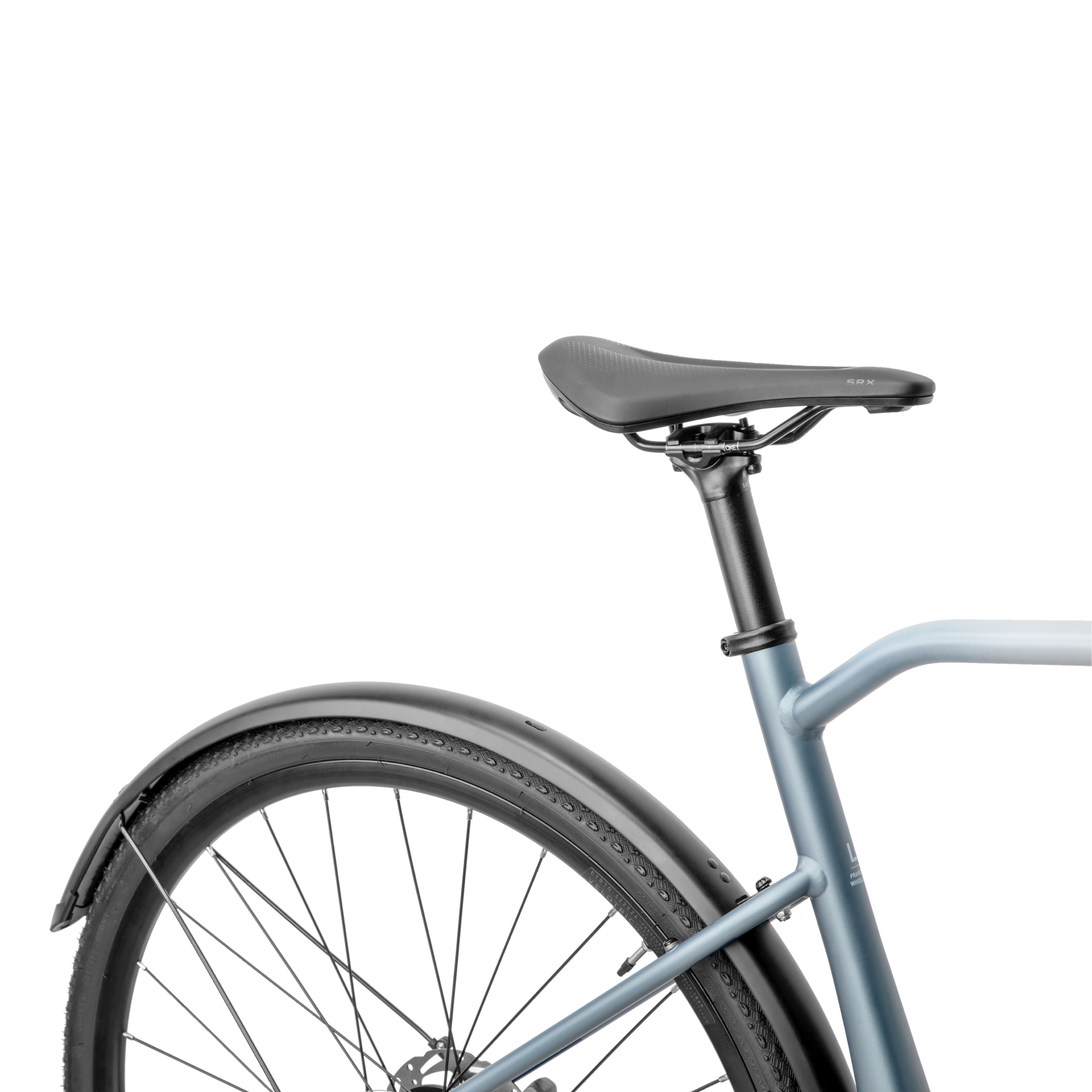 Close-up view of Velotric T1 electric bike fender and seat