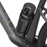 Velotric Range Extender battery attached to T1 bike, enhancing range by 30 miles.