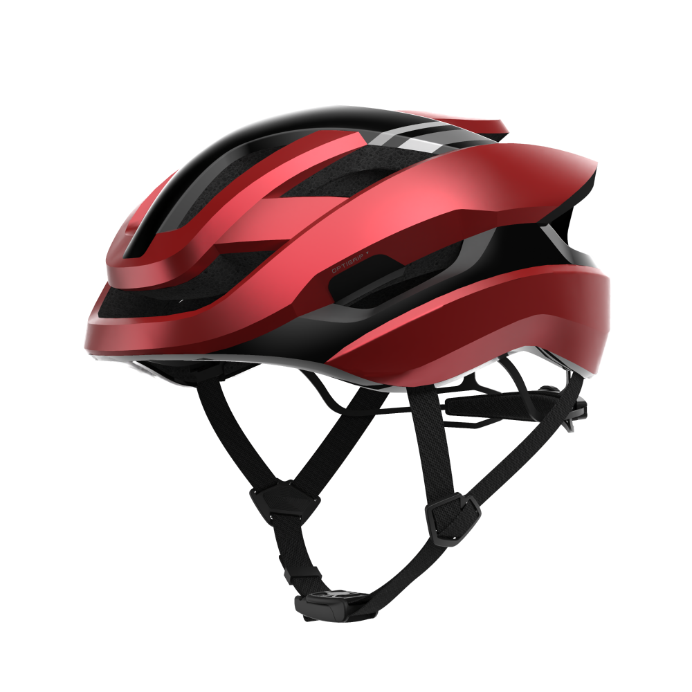 Lumos Ultra Fly Pro red road bike helmet with aerodynamic design and ventilation.