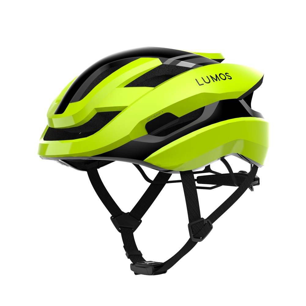 Lumos Ultra Fly Pro yellow road bike helmet with sleek design for improved airflow.