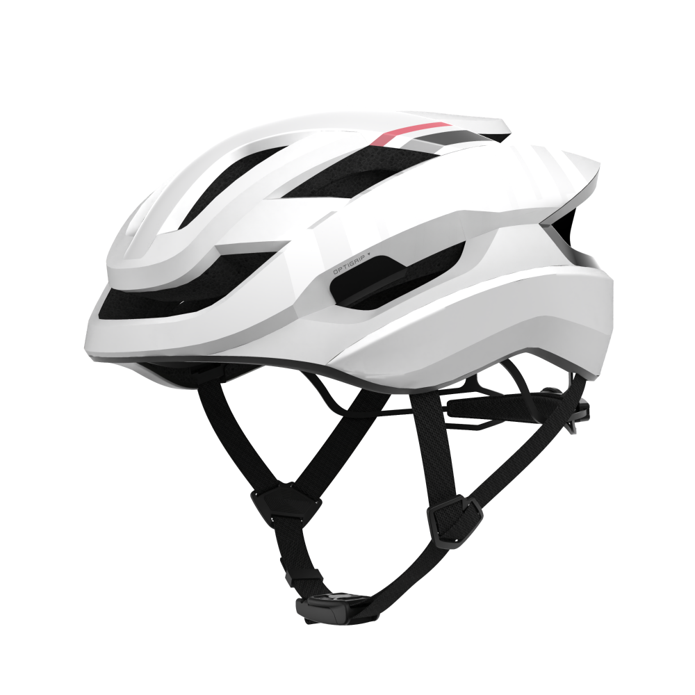 Lumos Ultra Fly Pro white road bike helmet with ventilation slots and adjustable straps