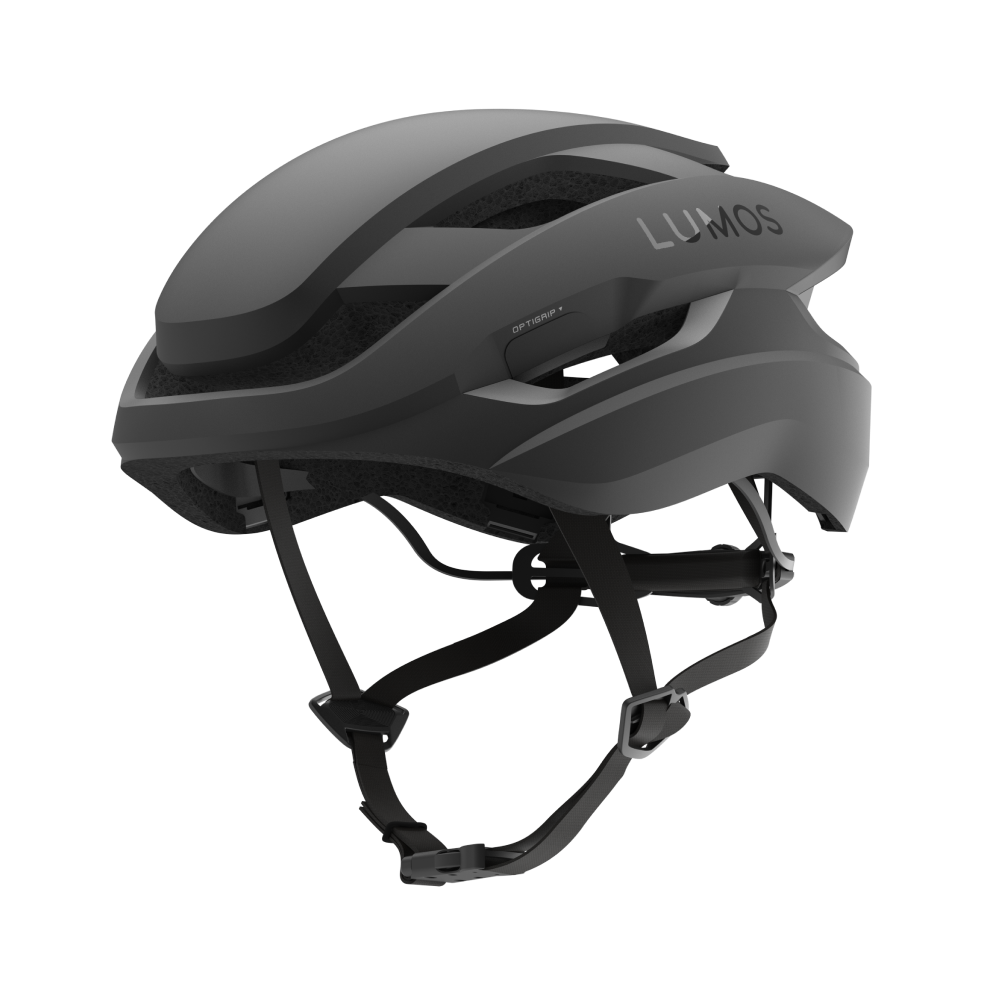 Lumos Ultra Fly bike helmet in matte black with safety features.